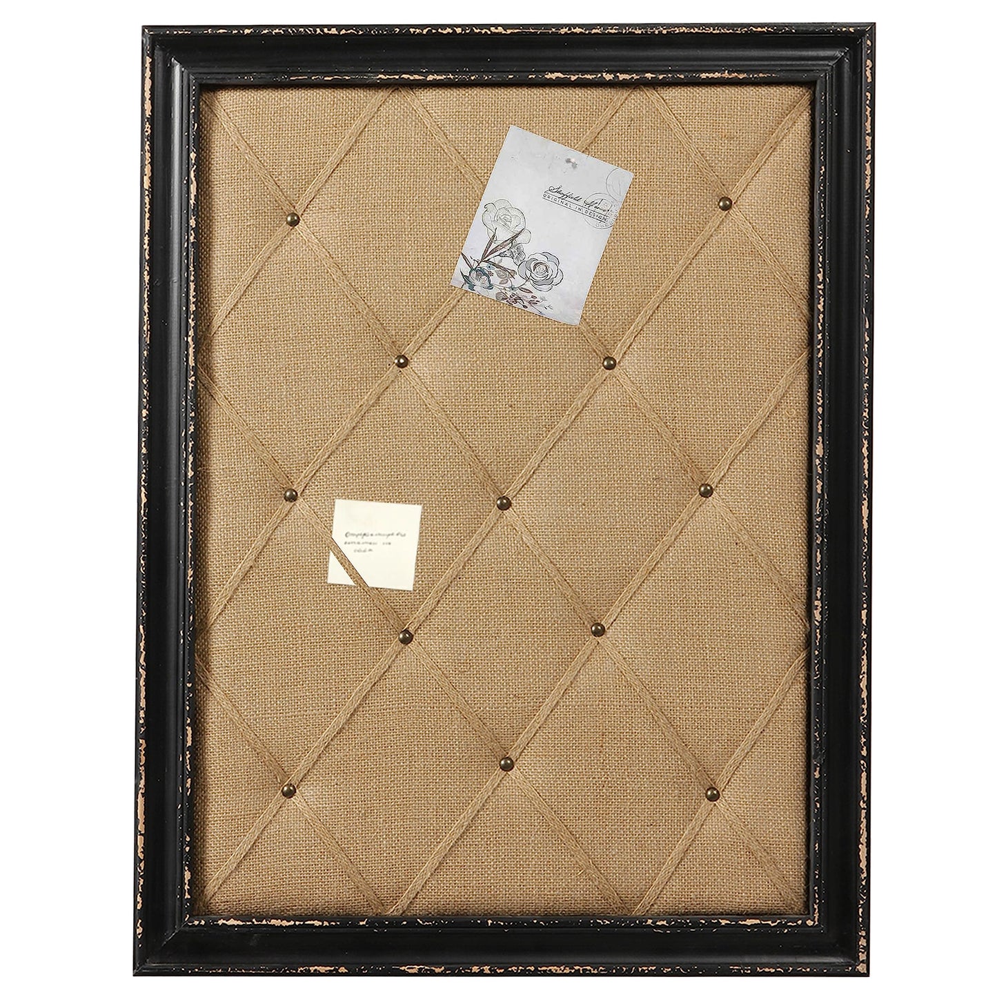 Vision Board Linen Bulletin Board Black Frame, 21"×27" Pin Boards Large Cork Boards for Walls, Rustic Message Board Decorative Memo Boards, Wall Mounted Display Picture Board for Home Office Decor