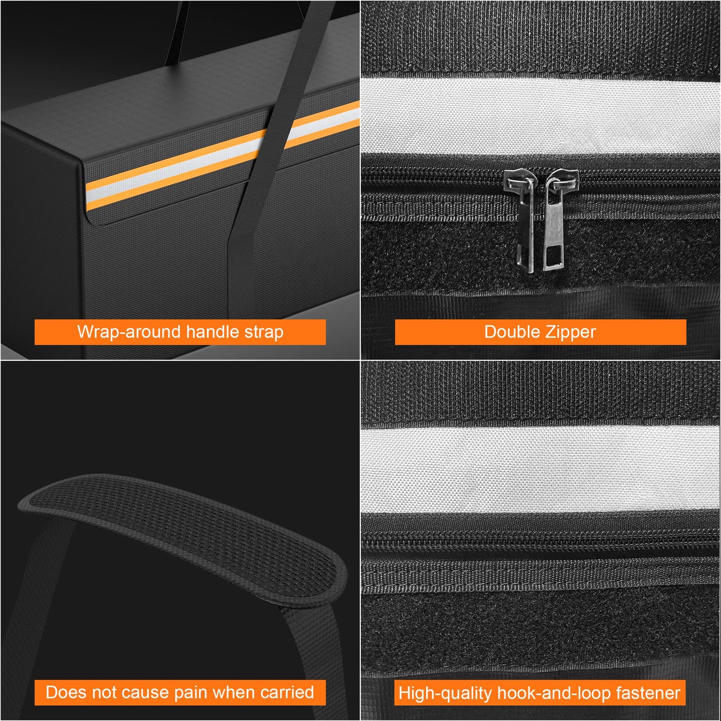 Large Fireproof Document Bags, 24x12x12" Waterproof Storage Firesafe Bag, Large Capacity Waterproof Photo Storage Box with Reflective Strip for Valuables & Passport, Silicone Coating & Zipper Closure