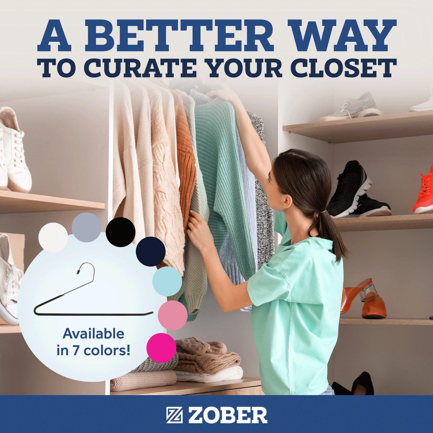 Zober Pants Hangers Non Slip - Open Ended Pants and Jean Hangers for Closet - Space Saving Clothes Hanger - Strong, Durable, Metal Pant Hangers (Black)