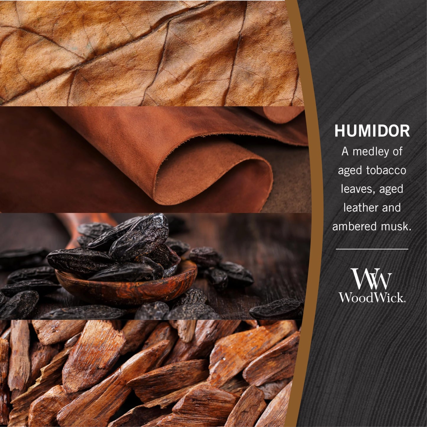 WoodWick Humidor Gifts for Women and Men, 21.5 oz Large Hourglass Candle with Crackling Wick