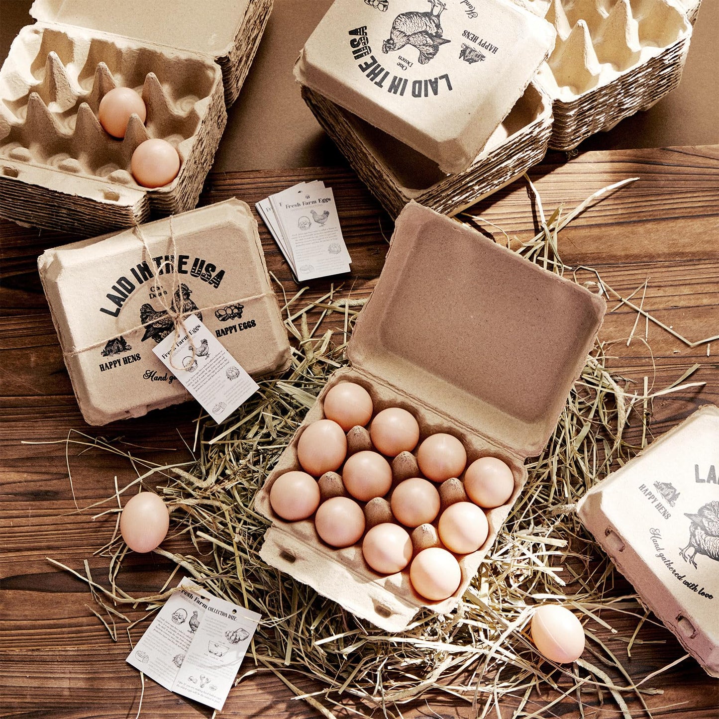 Maxdot 36 Pack Egg Cartons Bulk 3x4 Style Holds Cardboard Egg Cartons Made from Paper Pulp with Instruction Cards & Jute Rope Empty Egg Tray Holder for Family Farm, Supermarkets, Kitchen