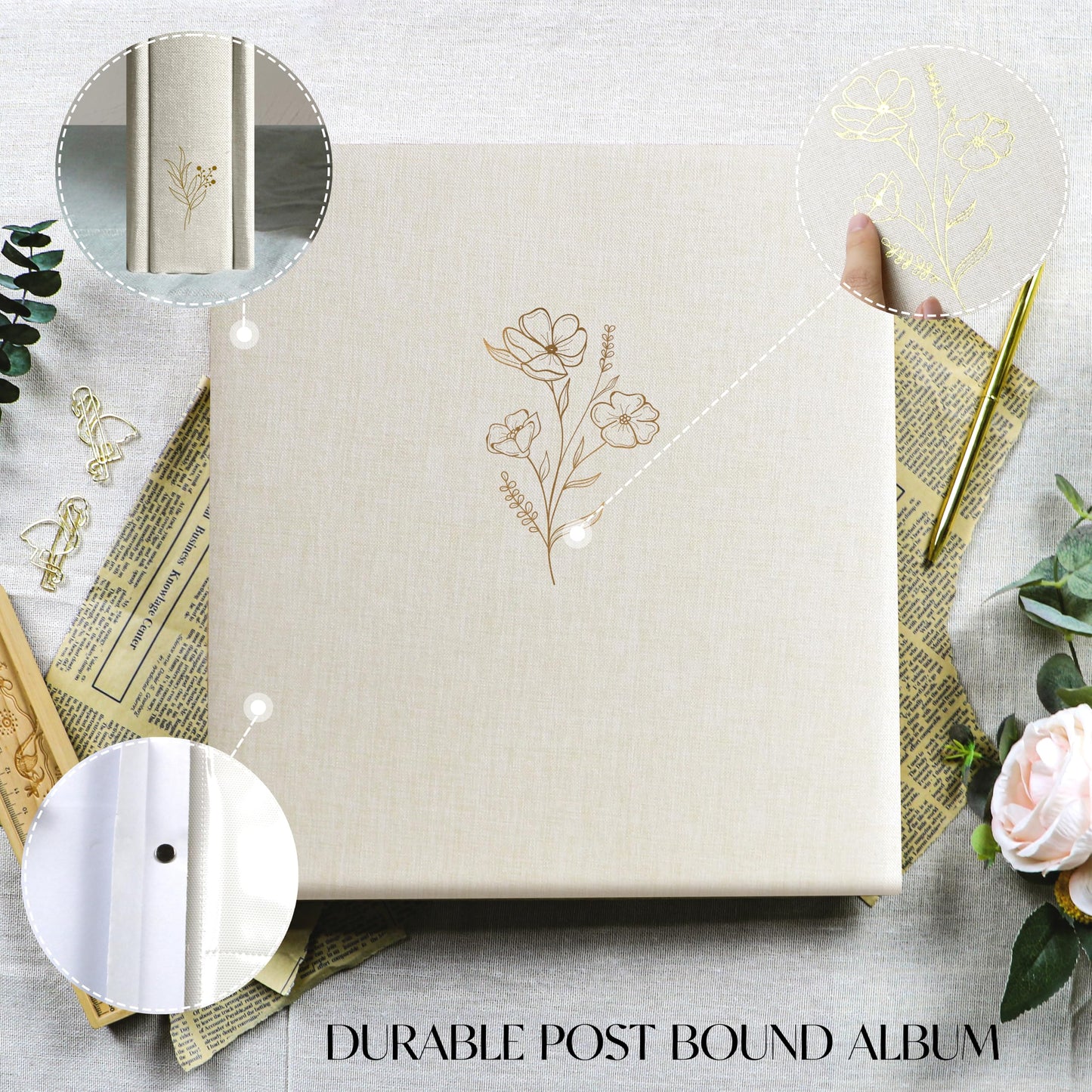 Holoary Photo Album 4x6 500 Photos 5 Pictures Per Page, 500 Pockets 4”x6” Picture Album, Linen Fabric Cover Big Picture Book for Photos, 4x6 Photo Albums for Family Weddings Travel Memories(Beige)