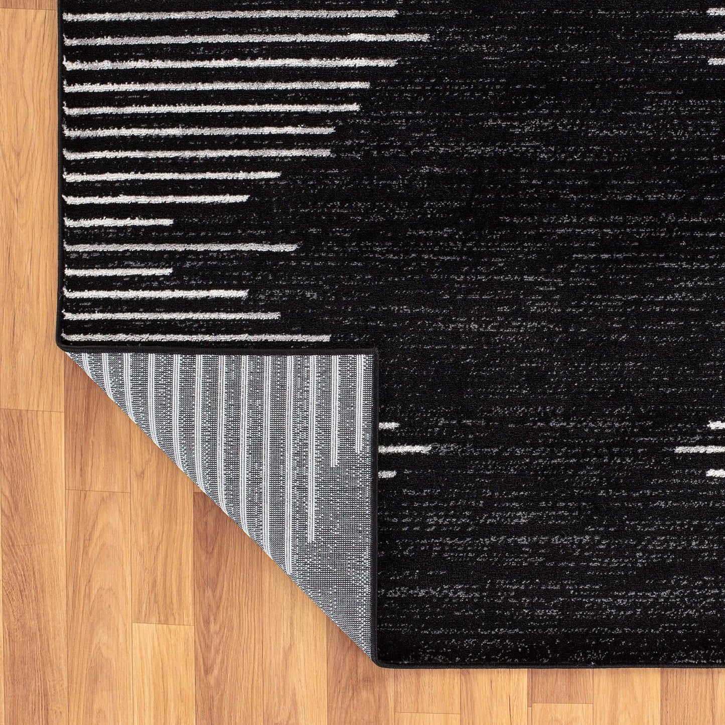 Rugshop Bohemian Stripe Stain Resistant High Traffic Living Room Kitchen Bedroom Dining Home Office Area Rug 2' x 3' Black