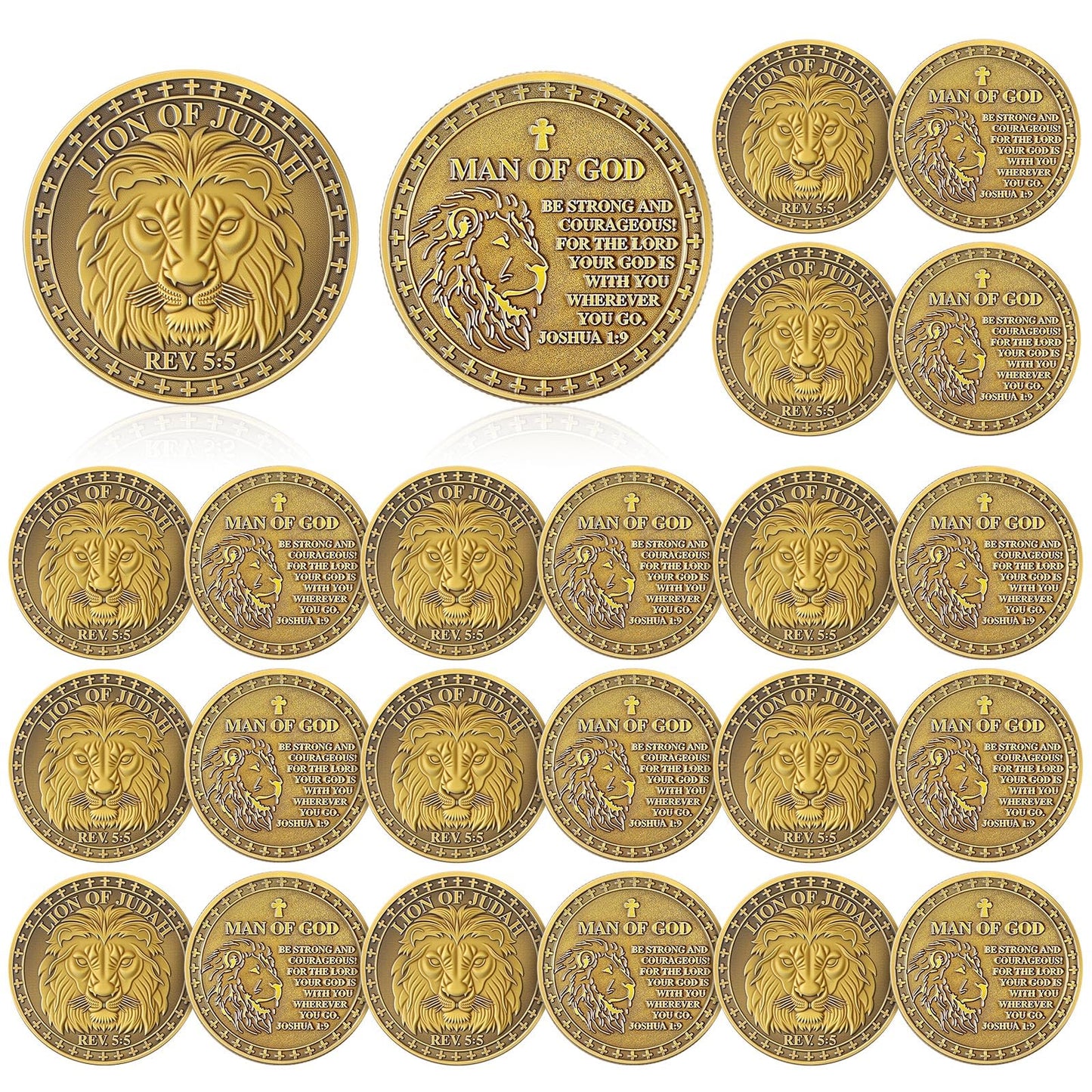Siifert 20 Pcs Christian Lion of Judah Coin Religious Man of God Tokens Coins Funny Christian Gifts Challenge Pocket Token for Prayer