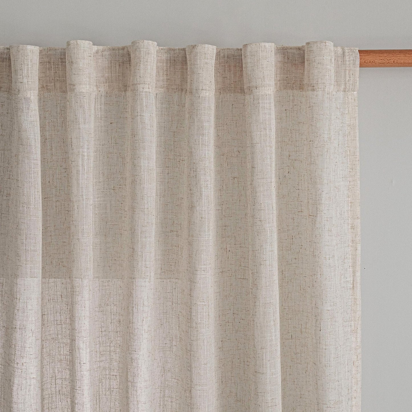 MYSKY HOME Natural Linen Curtains for Living Room, Semi Sheer Curtains & Drapes 84 inches Length 2 Panels Set Farmhouse Country Style Back Tab Draperies for Sliding Glass Door, 50" Wide, Linen