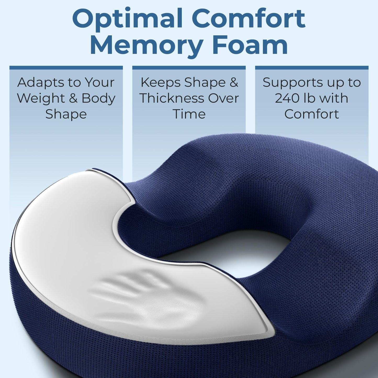 5 STARS UNITED Donut Pillow Hemorrhoid Tailbone Cushion – Large Floor Cushion for Pain Relief – Coccyx, Prostate, Sciatica, Pelvic Floor, Pressure Sores, Pregnancy, Postpartum Recovery, Blue