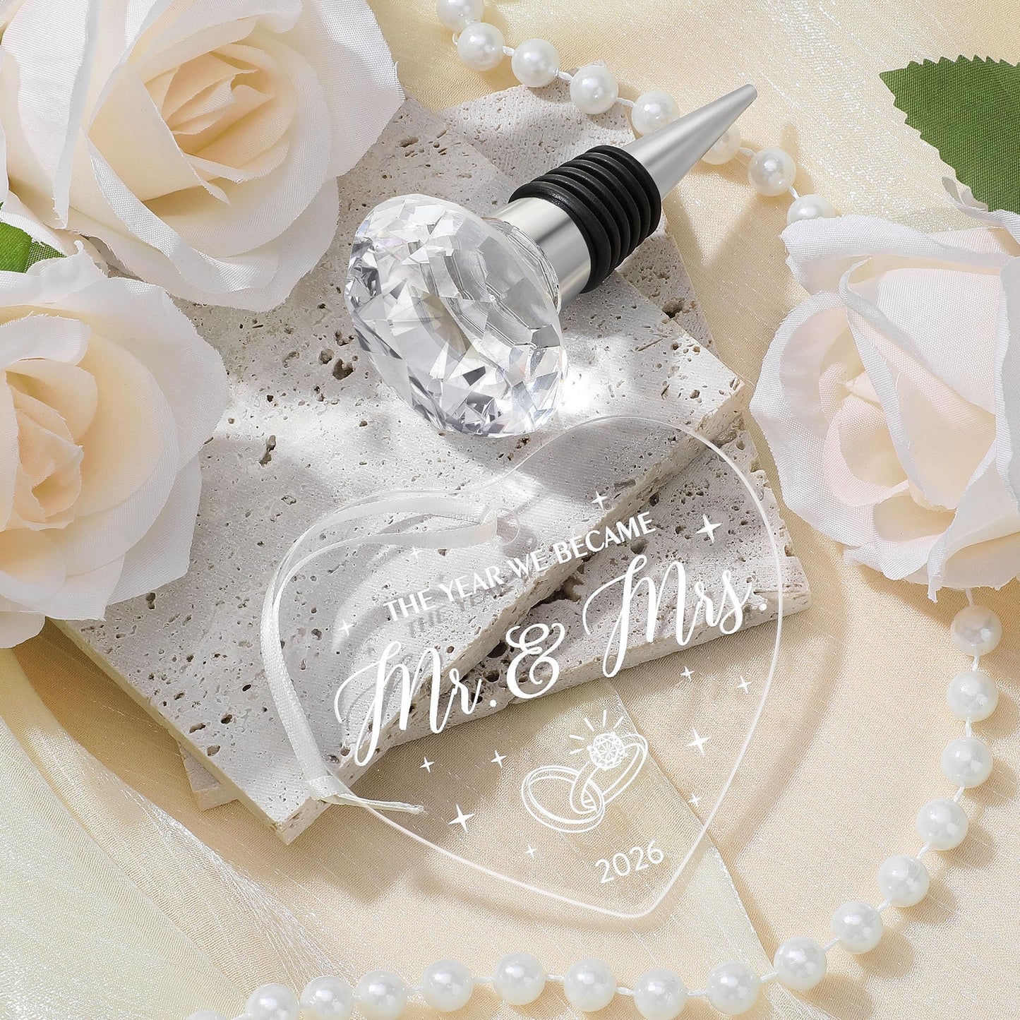 Verouis Wedding Gifts for Couples 2026 Mr and Mrs Engraved Wine Glasses Engagement Gift for Newlywed Bachelorette Bridal Shower Gifts for Bride and Groom Present for Bride To Be His and Hers