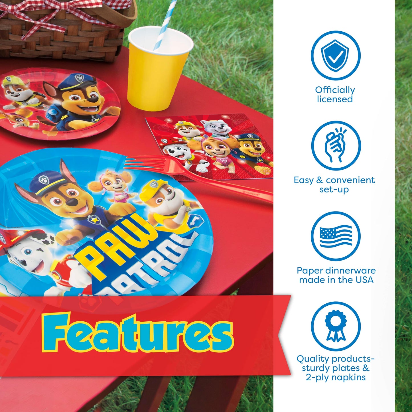 Paw Patrol Birthday Decorations | Serves 16 | Paw Patrol Birthday Banner, Paw Patrol Tablecloth, Paw Patrol Plates and Napkins, Sticker | Paw Patrol Party Decorations