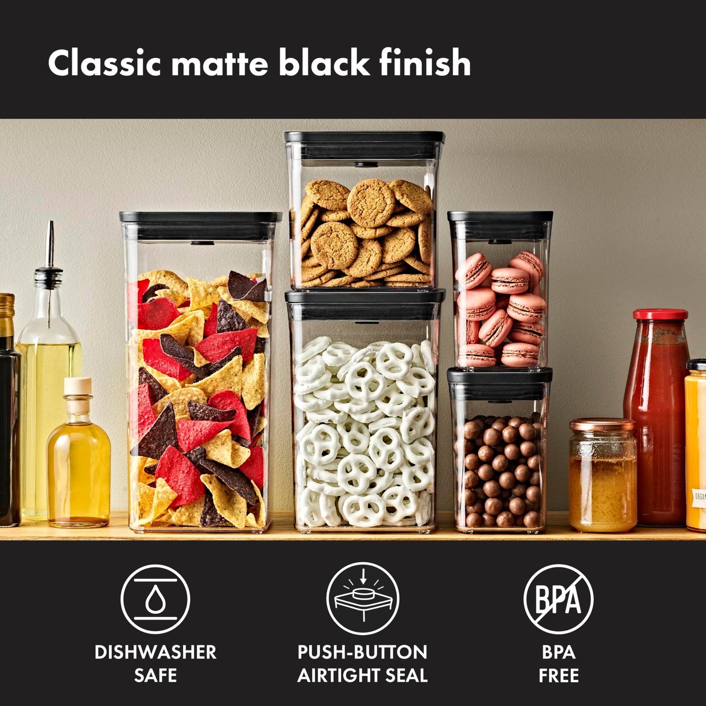 OXO Good Grips POP Container — Big Square Medium — 4.4 Qt /4.2 L — Matte Black, Organization and Storage Solution