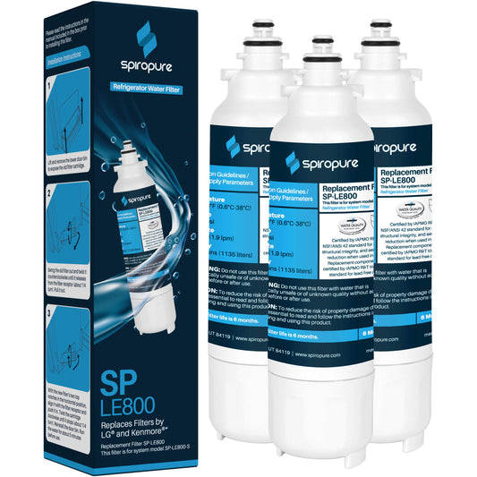 SpiroPure SP-LE800 NSF Certified Refrigerator Water Filter Replacement for LT800P, 9490, ADQ73613401S, ADQ73613402, 46-9490 (3 Pack)
