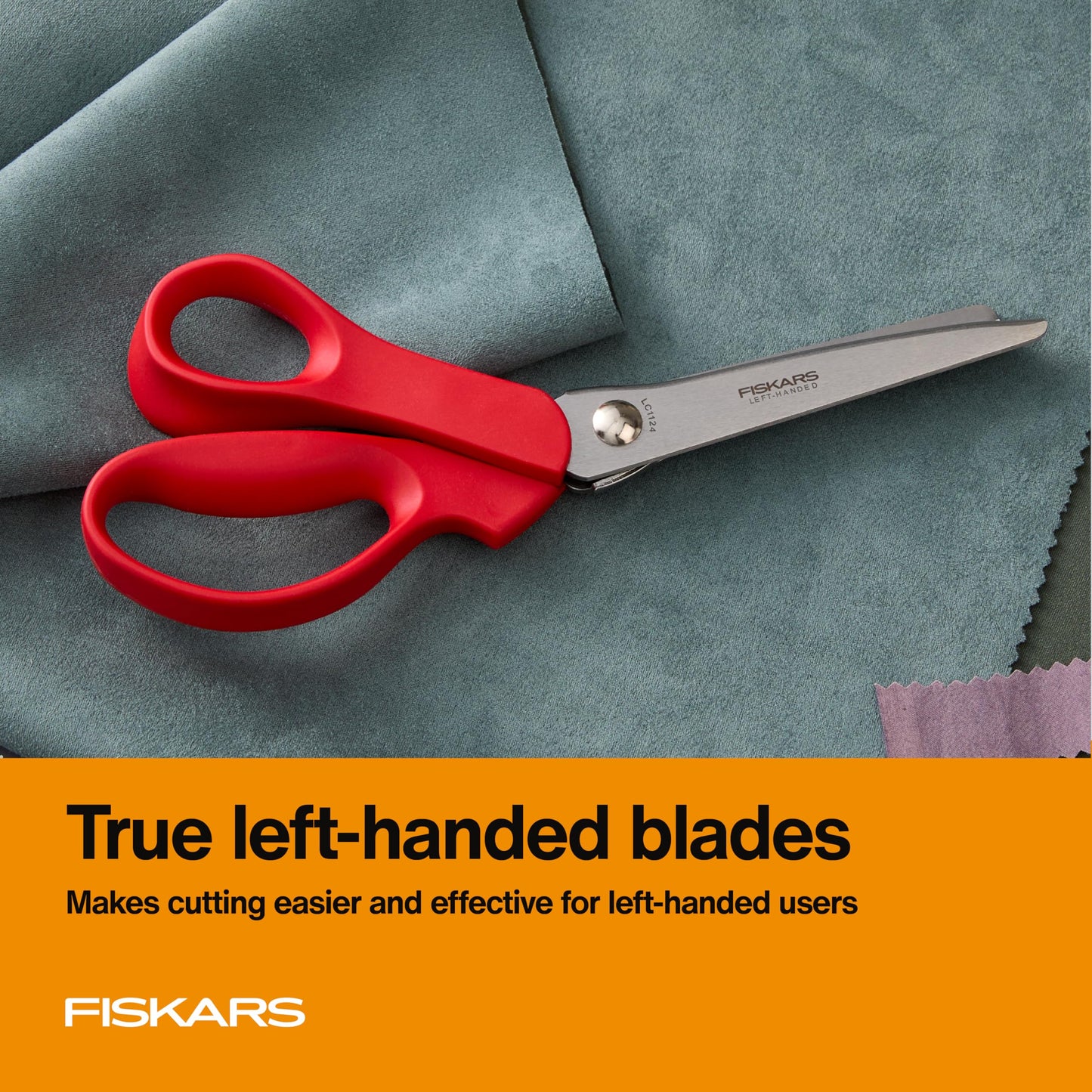 Fiskars 8” Premier Left-Handed Pinking Shears for Fabric Cutting Paper and Crafts, High-grade Stainless Steel Zigzag Blades Prevents Fraying, Ergonomic Contoured Handle for Left-Handed Comfort