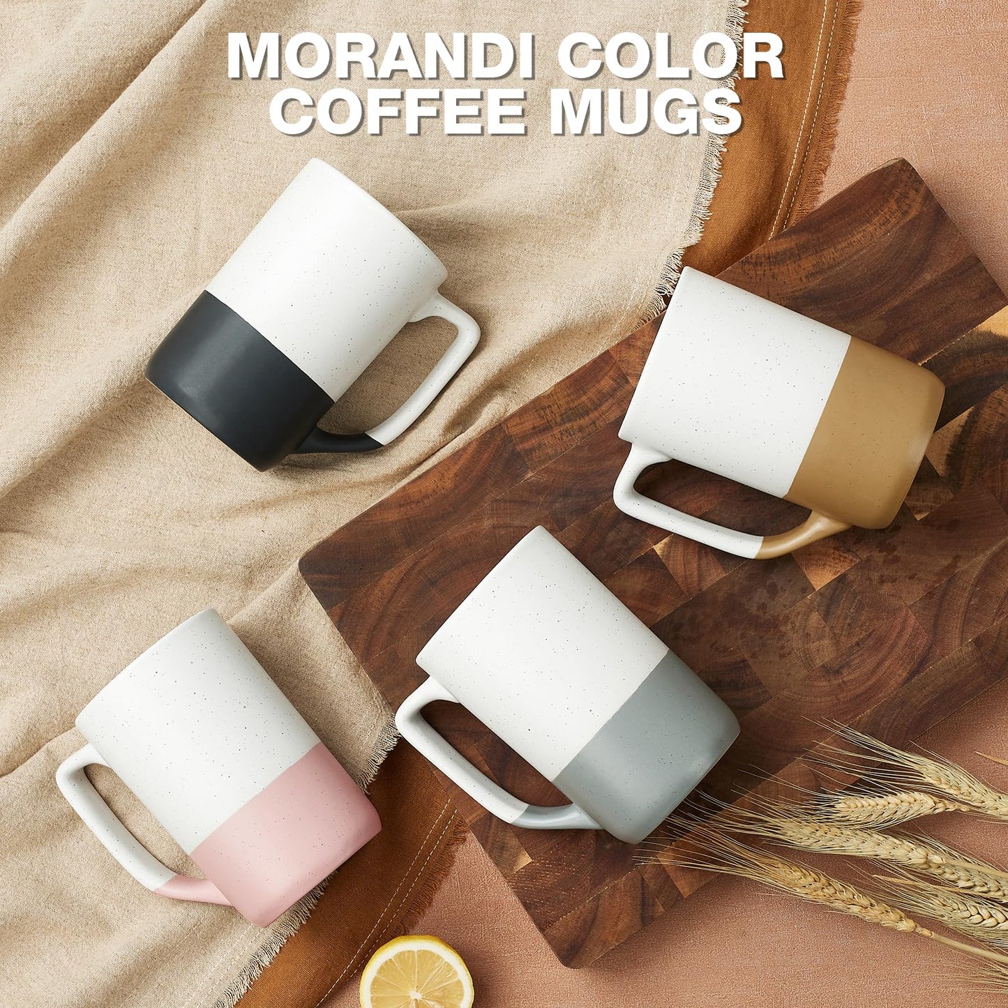 Large Ceramic Coffee Mug Set of 4, 16 oz Tea Cups with Handle, Porcelain Mug for Latte, Hot Tea, Cappuccino, Milk, Cocoa, Microwave & Dishwasher Safe Cups for Men Women Mug Lovers, Housewarming Gift