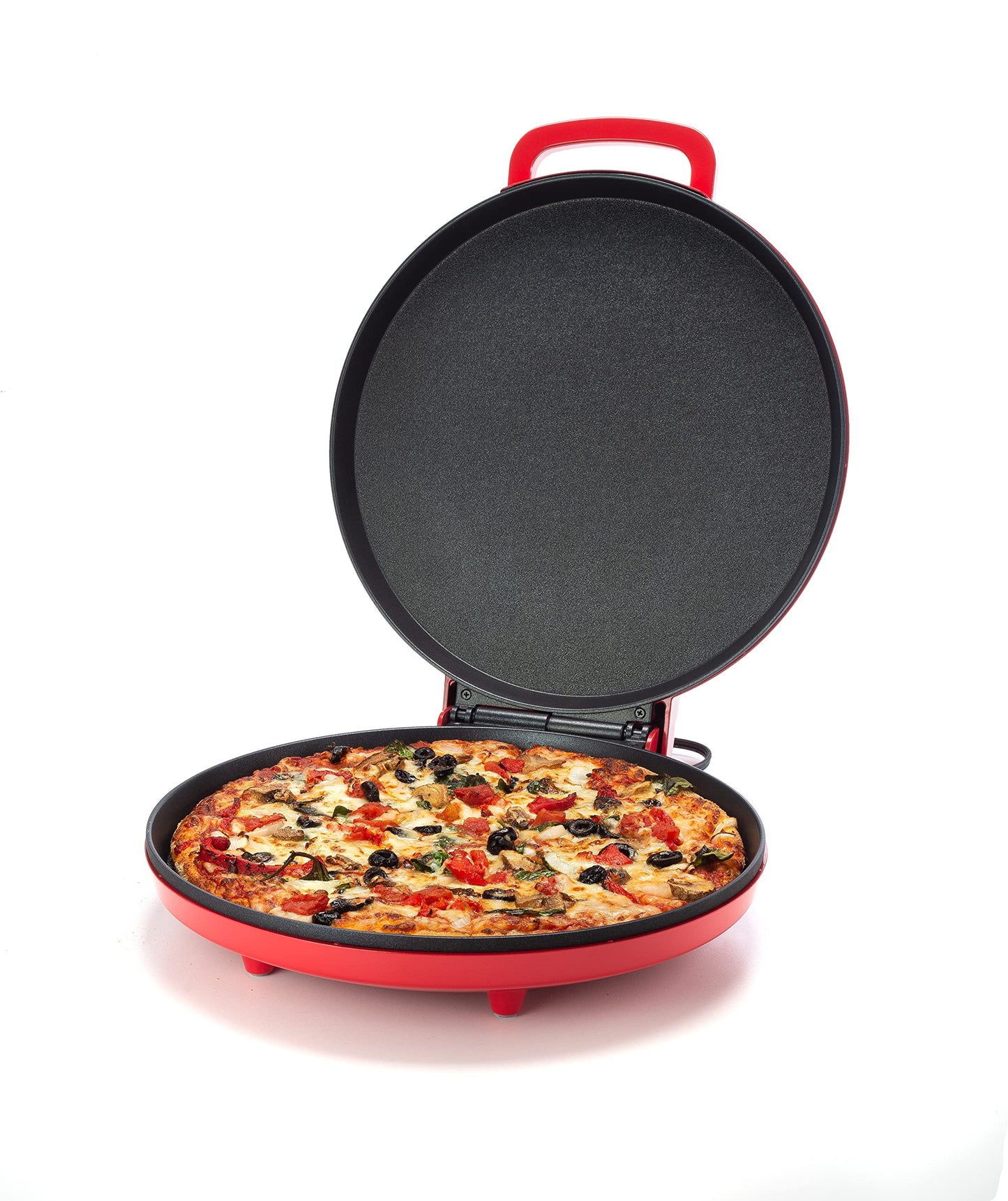 Zenith Versa Grill Non-Stick Pizza Maker Machine For Home, Calzone Maker, Pizza Oven Converts to Electric indoor Grill, Red