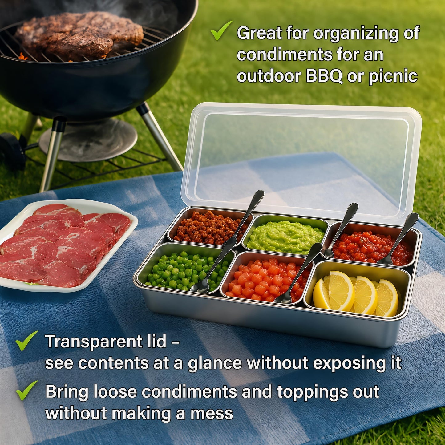 Jugetware Stainless Steel Yakumi Pan, Yakumi Pans, Yakumi Mise En Place, Mise En Place Containers, Japanese Food Container, Condiment Containers, Multi Compartment Food Containers (8 Compartment)