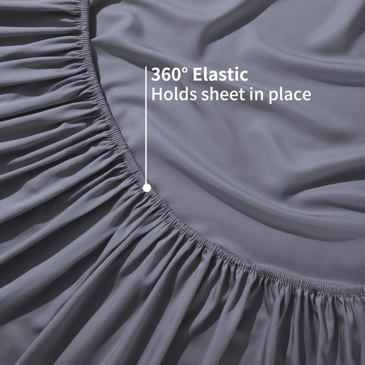 Bamboo Viscose Cooling Fitted Sheet King Size Only, 400 Thread Count, 16" Deep Pocket Cooling Bottom Sheets for Hot Sleeper, Silky Soft Breathable (King, Dark Grey