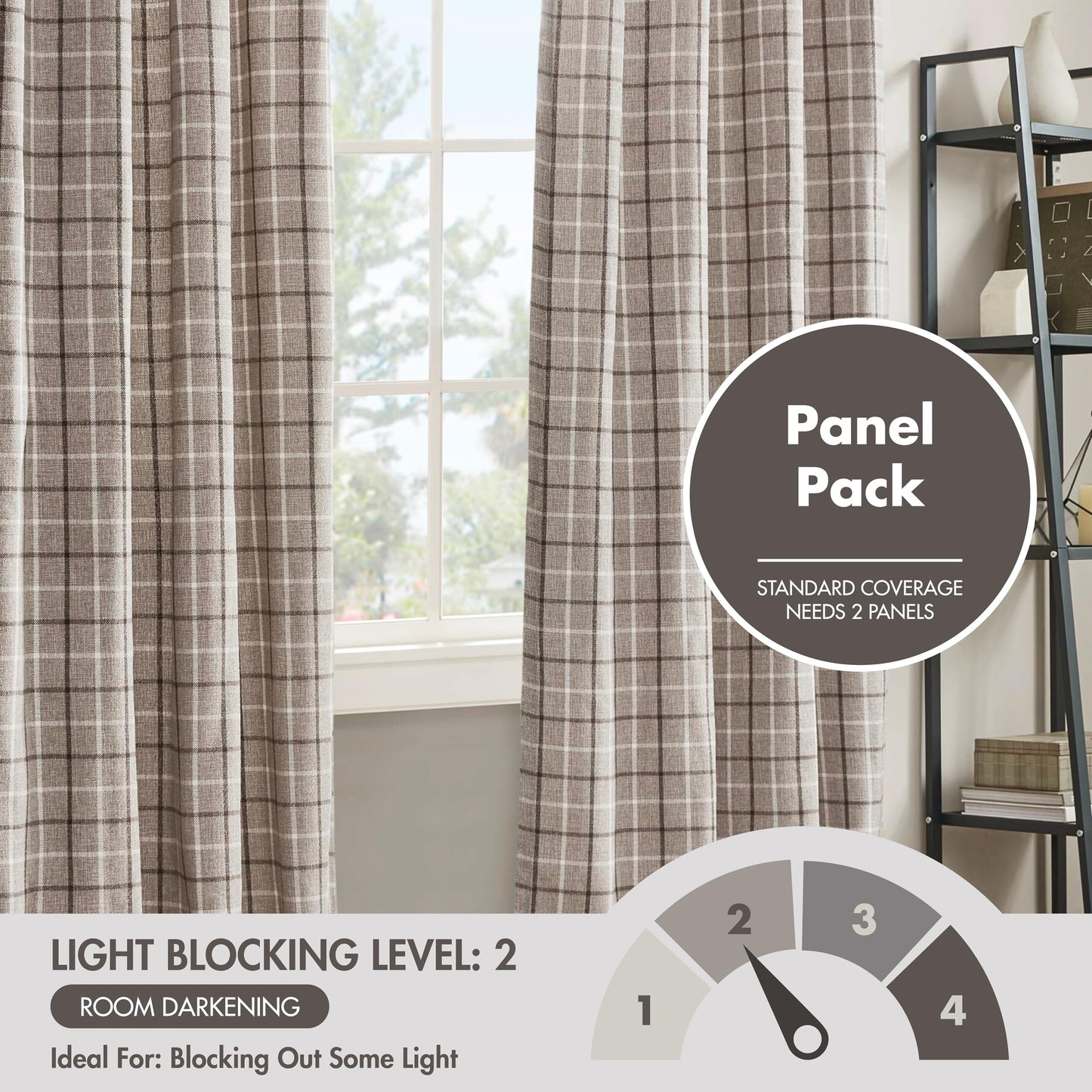 Madison Park Anaheim Cabin Plaid Curtain Window, Thermal Insulated Fleece Lining, Living Room Decor Room Darkening Drape for Bedroom, 1-Single Panel Pack, 50x95, Rod Pocket & Back Tab, Brown