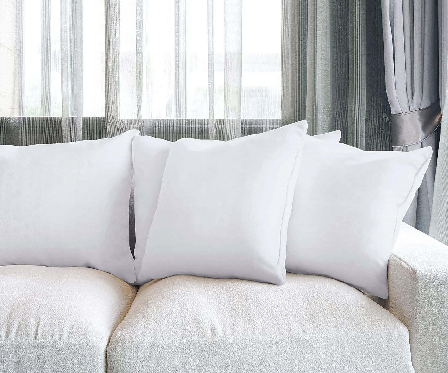 Utopia Bedding Throw Pillows (Set of 4, White) – 22 x 22 Inches Down Alternative Pillows for Bed, Sofa, and Couch - Fluffy Decorative Stuffer Pillow for Indoors & Outdoors