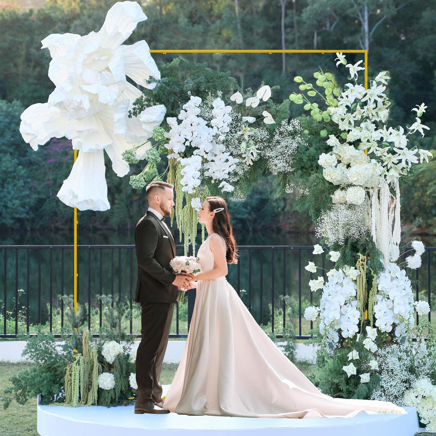 Wokceer Wedding Arch Backdrop Stand Square 8 x 8 FT Wedding Arches for Ceremony Metal Balloon Arch Frame for Wedding Birthday Party Garden Arbor Anniversary Event Decor