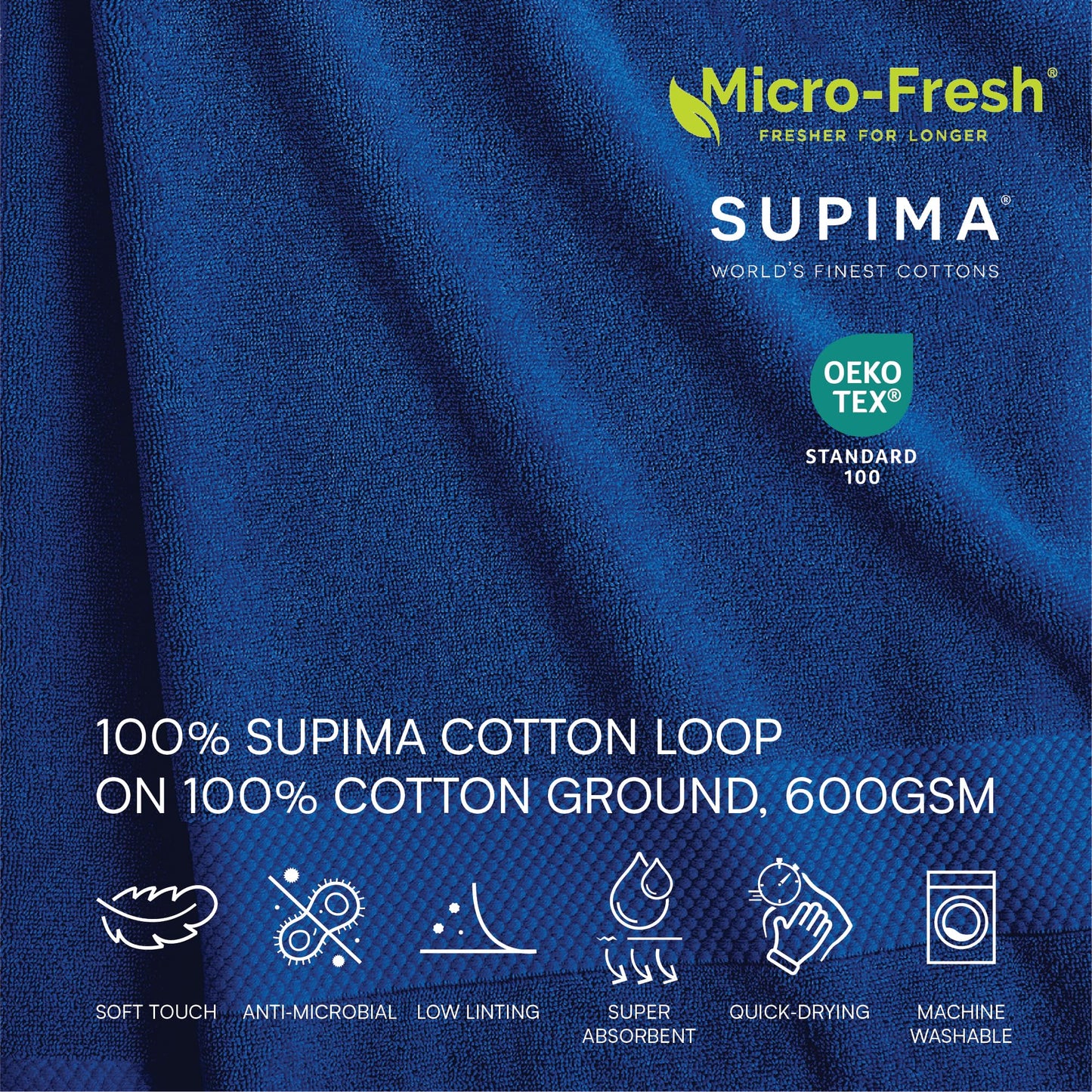 Lacoste Heritage Anti-Microbial Supima Cotton Bath Towel, Surf Blue, 30" x 54" – Highly Absorbent & Quick Drying, Premium Super Soft Bath Towel, Bathroom Essential, Machine Washable