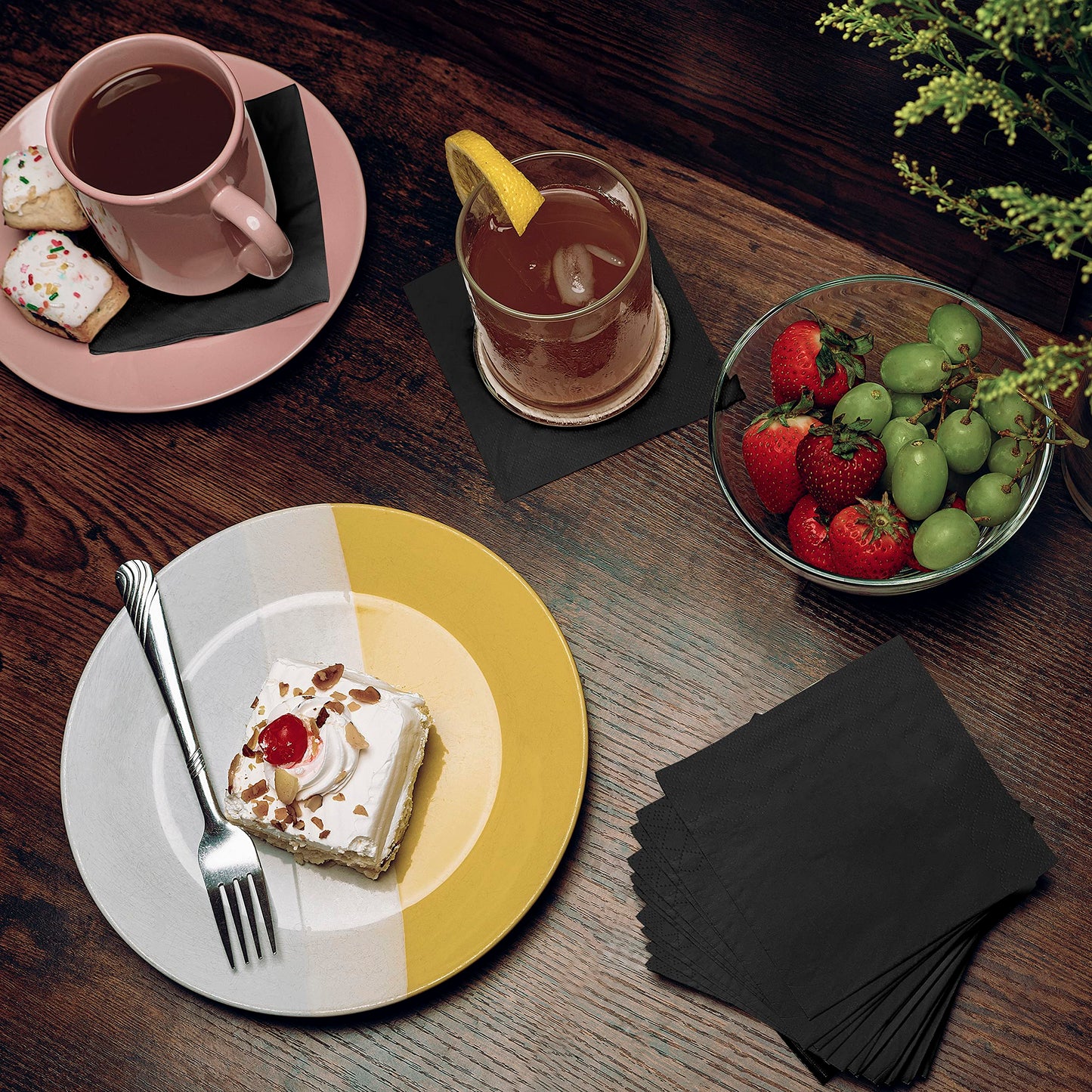 1100 Pack Cocktail Napkins Paper - Quality 3-Ply Black Beverage Napkins - Restaurant, Event, Bar Napkins - Perfect Size Dessert Napkin - Party Napkin Bulk - Elegant Wedding Napkins Disposable
