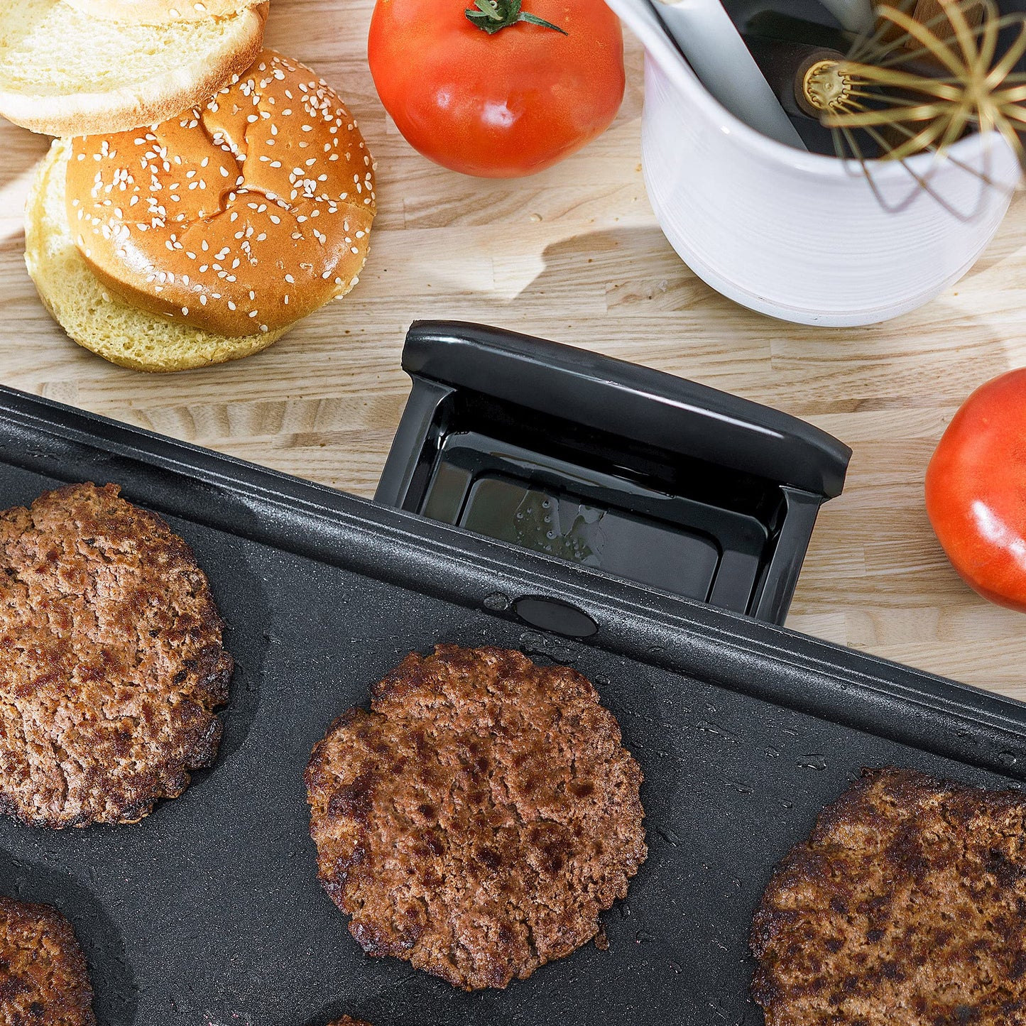 bella Electric Griddle with Warming Tray - Smokeless Indoor Grill, Nonstick Surface, Adjustable Temperature & Cool-touch Handles, 10" x 18", Copper/Black, PFOA & PTFE Free