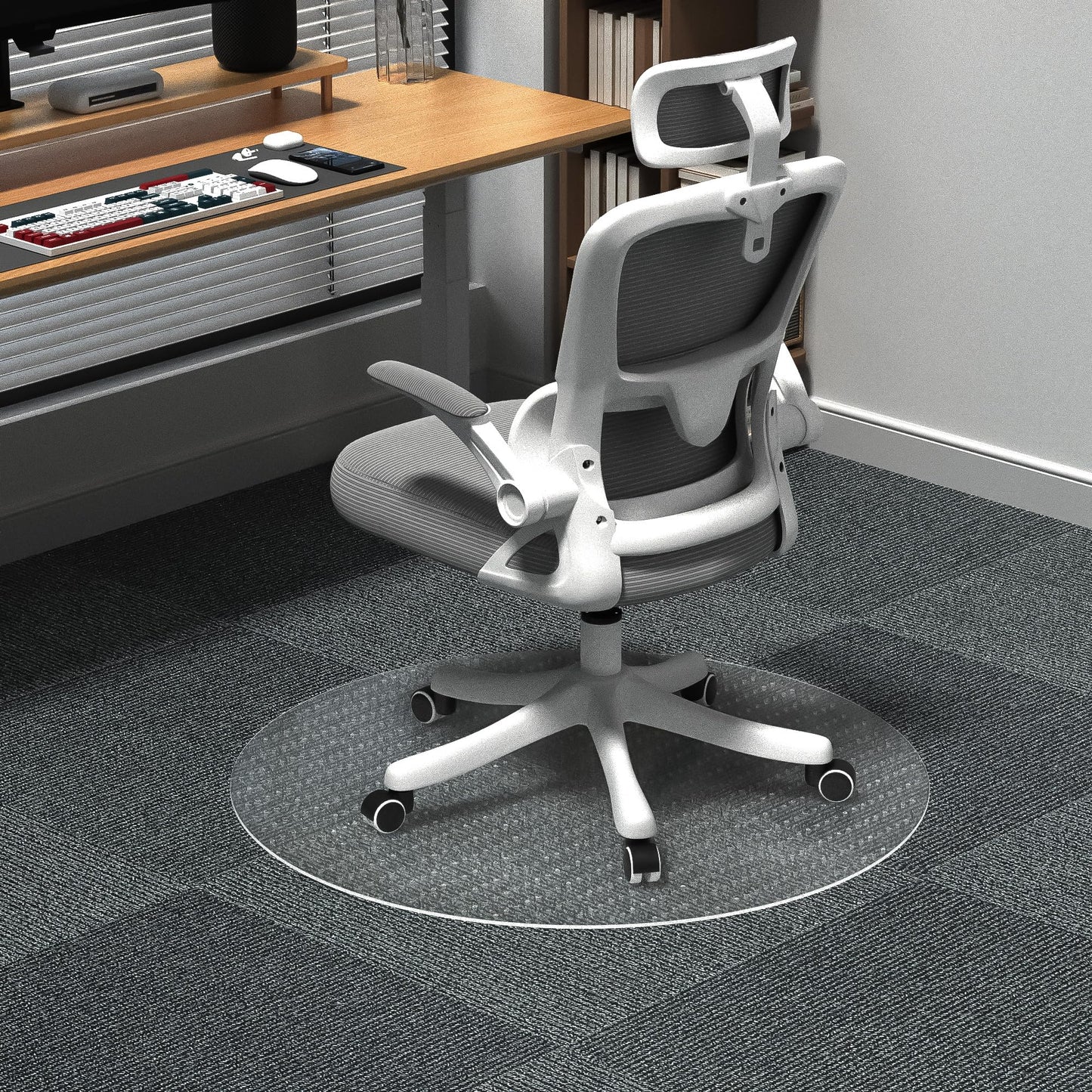 Quapkatt Non-Slip Office Chair Mat for Carpet, 35 x35Inches Clear Plastic Desk Mat for Rolling Chairs, Waterproof and Oil-Resistant, Anti-Fatigue Mat for Standing Desk