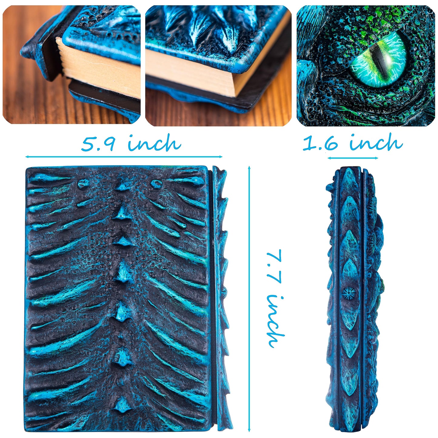 3D Dragon Eye Embossed Journal,Resin Engraving Notebook,Dnd notebook for Dragon Lovers ，Blank Paper,Hardcover Travel Notepad for Writing,Sketchbook,Collection,Gift,Decoration A4 and A5 Size (A5-Blue