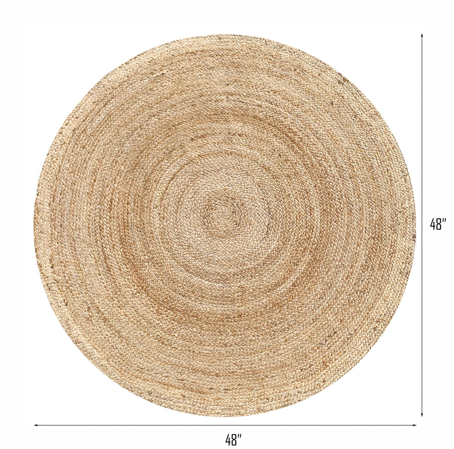 Hausattire Hand Woven Jute Braided Rug, 4’ Round – Natural, Reversible Boho Entry Area Rugs for Kitchen, Living Room I Farmhouse Decorative Floor Rug, 4 Feet Round