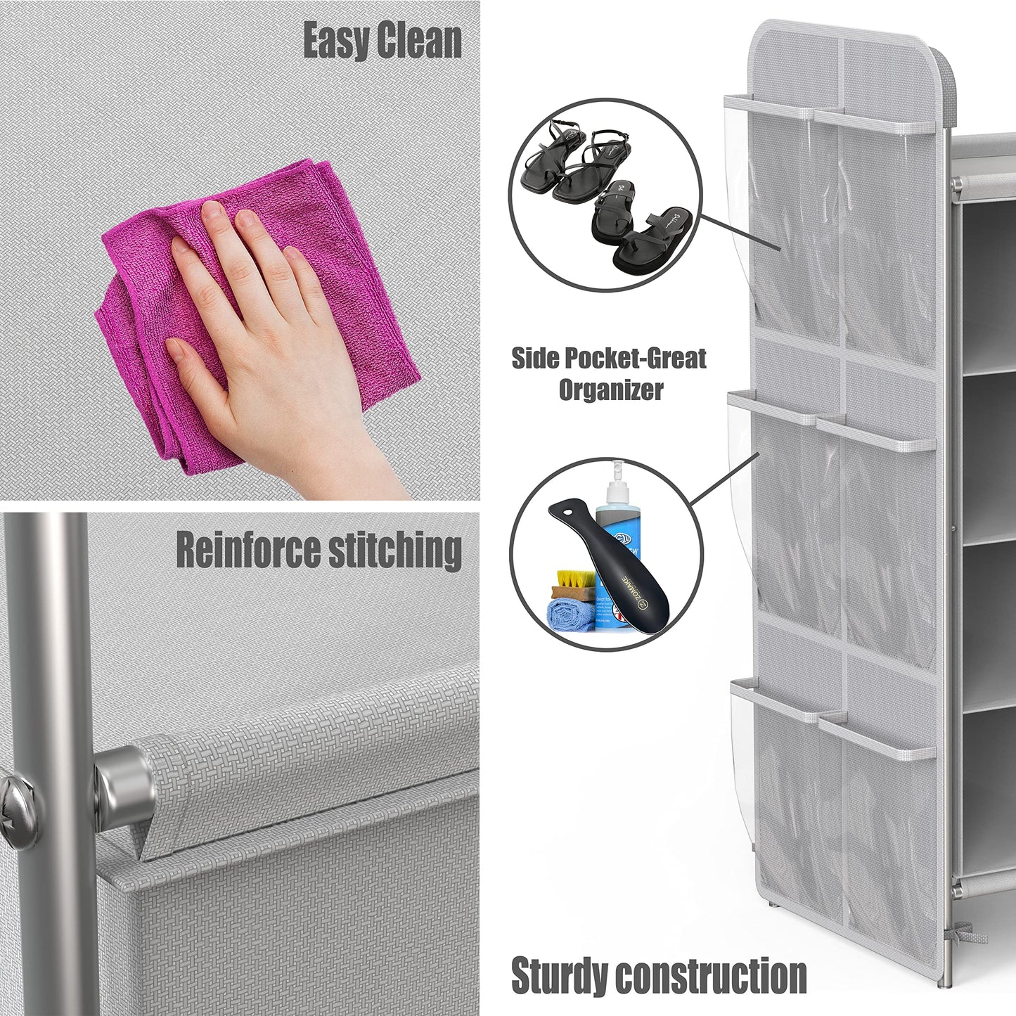 Simple Houseware 4-Tier 16 Cube Shoe Cubby Rack Organizer, Gray