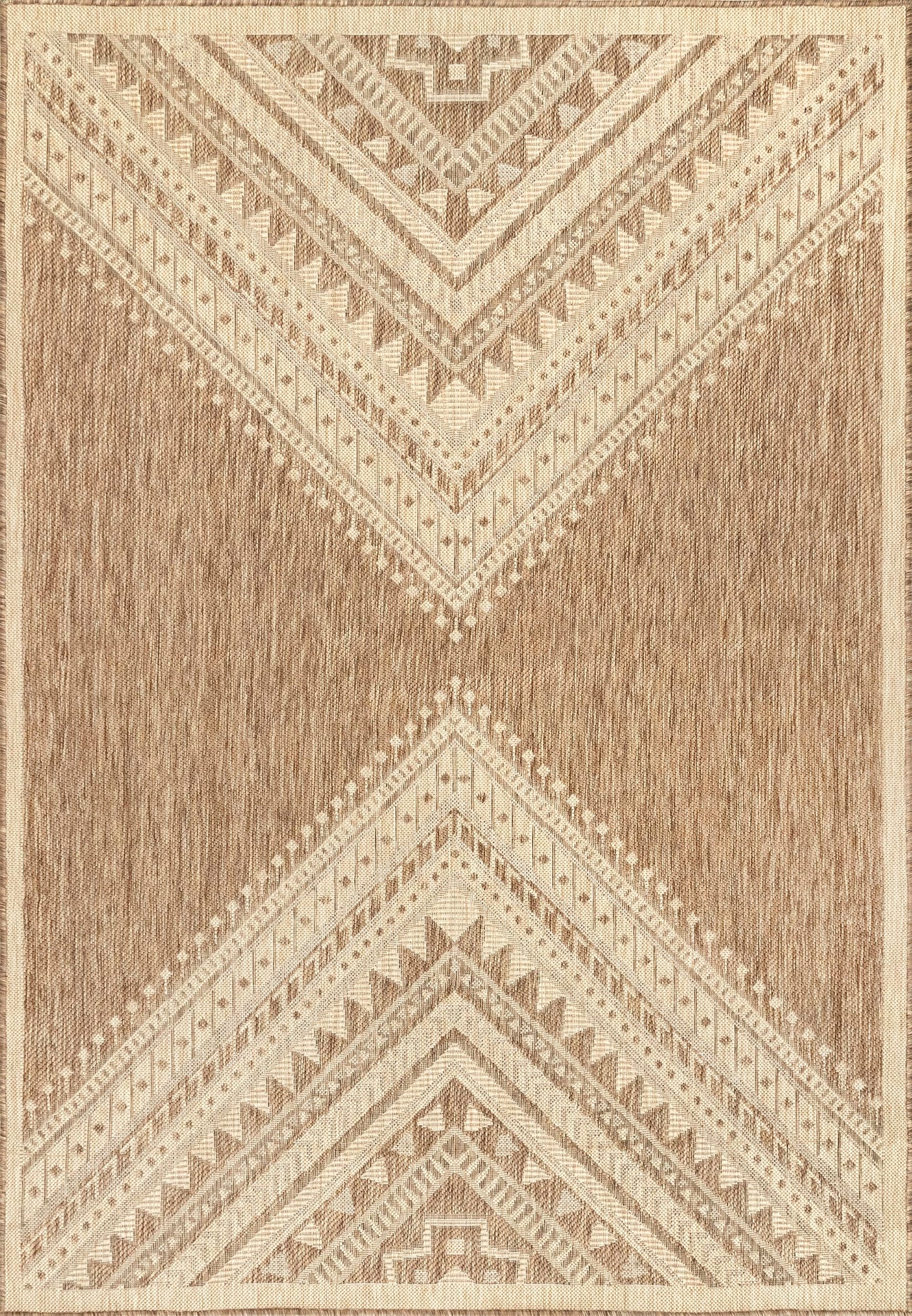 Nuloom Outdoor Performance Collection Landry Brown/Ivory, 4' x 6', Soft and Cozy, High Traffic, Stain Resistant, Easy Clean, Durable Area Rug for Indoor/Outdoor Patio, Deck, Porch, Garden, Courtyard