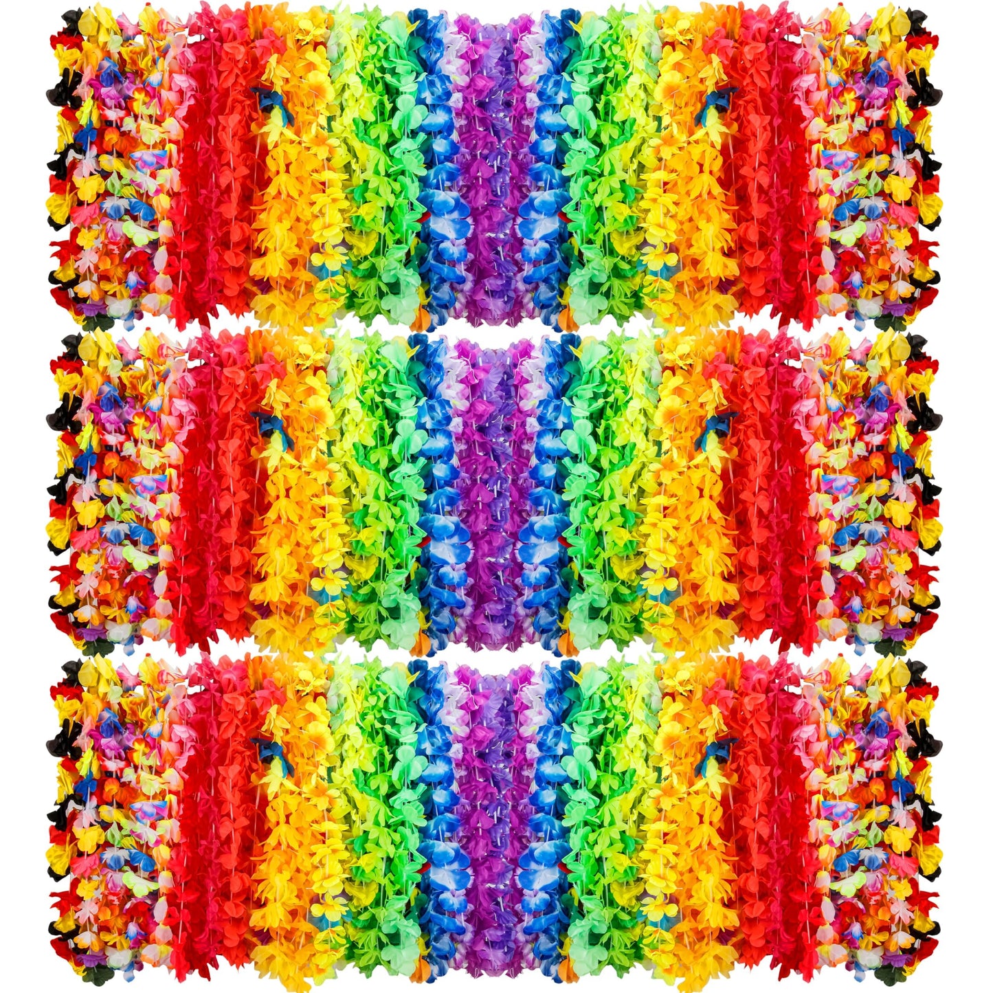 AMAZING TIME 150 Count Hawaiian Lei Bulk, Tropical Luau Hawaii Theme Silk Flower Lei, Party Favors for Beach Holiday Wedding Birthday Party, Aloha Summer Party Decorations