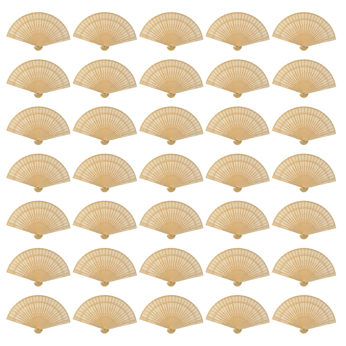 Wobe 60 Pack Sandalwood Fans Wedding Favors, Hand Held Folding Fans Wooden Openwork Personal Handheld Folding Fans for Wedding Party, Home Decorations Birthday Gift
