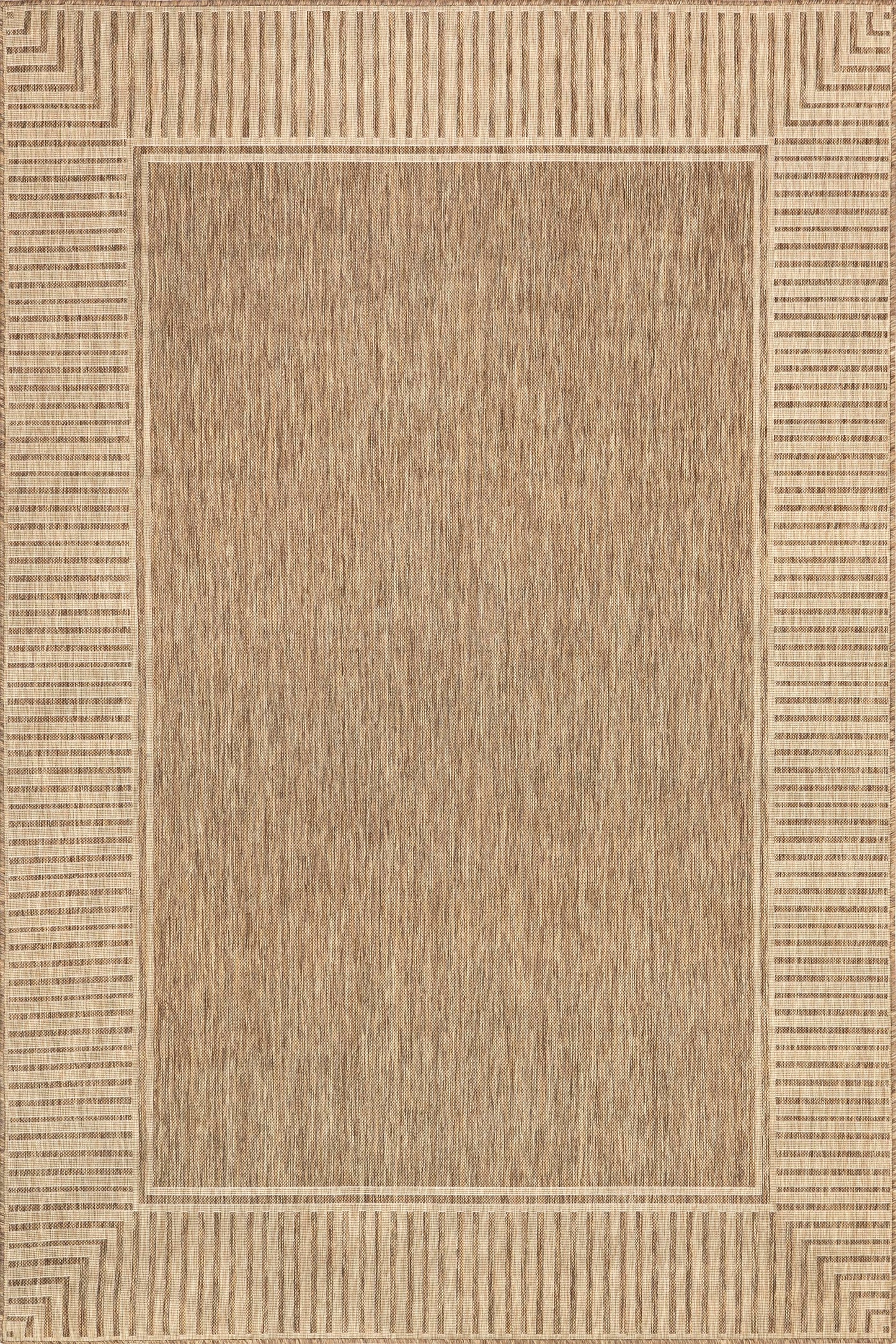 Nuloom Asha Light Brown/Ivory, 2' x 3', Casual, Striped Border, Soft and Cozy, High Traffic, Stain Resistant, Easy Clean, Durable Area Rug for Indoor/Outdoor Patio, Deck, Porch, Garden, Courtyard