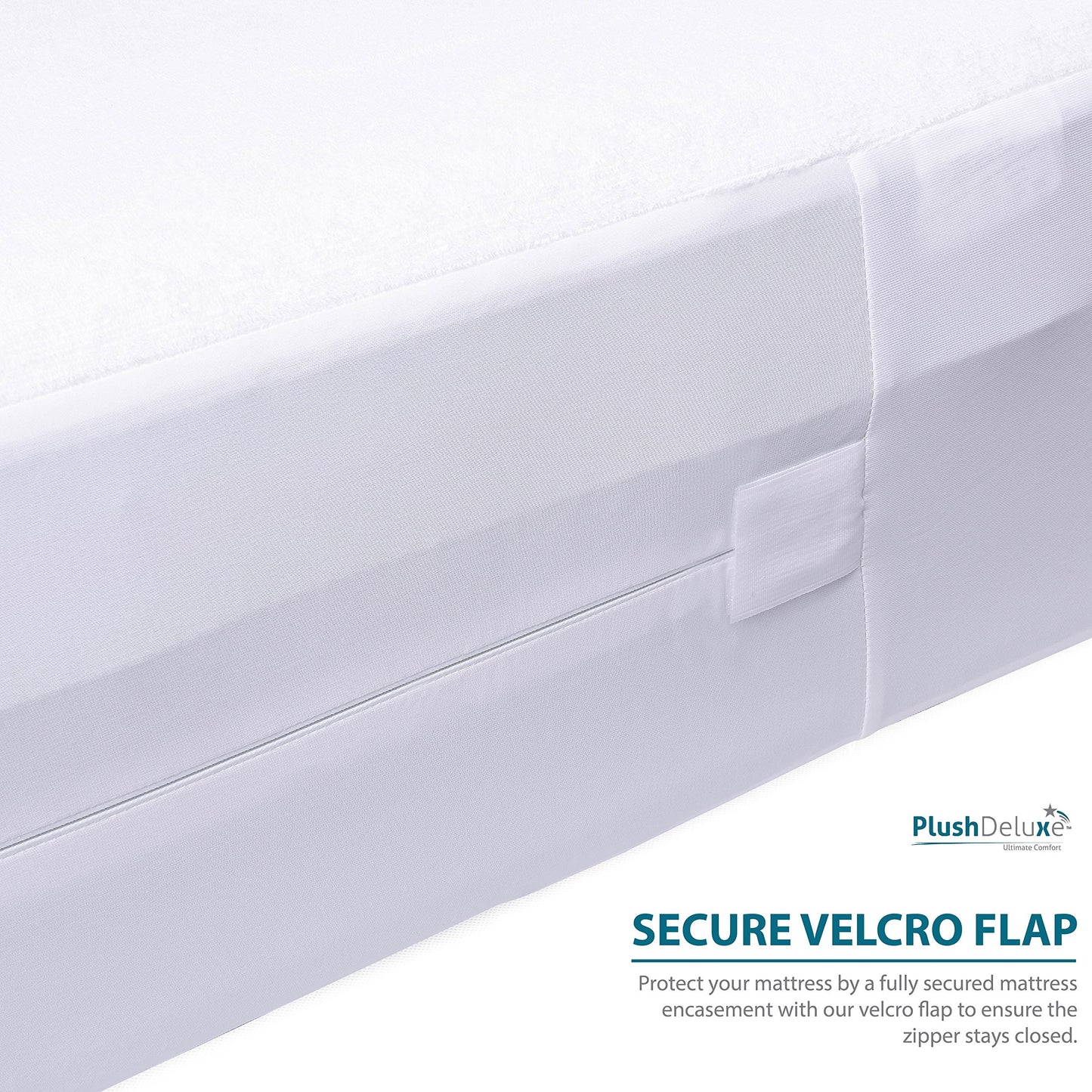 PlushDeluxe Premium 100% Waterproof Mattress Encasement, Breathable Soft Cotton Terry Surface (12"-15" Deep, Queen 60X80)