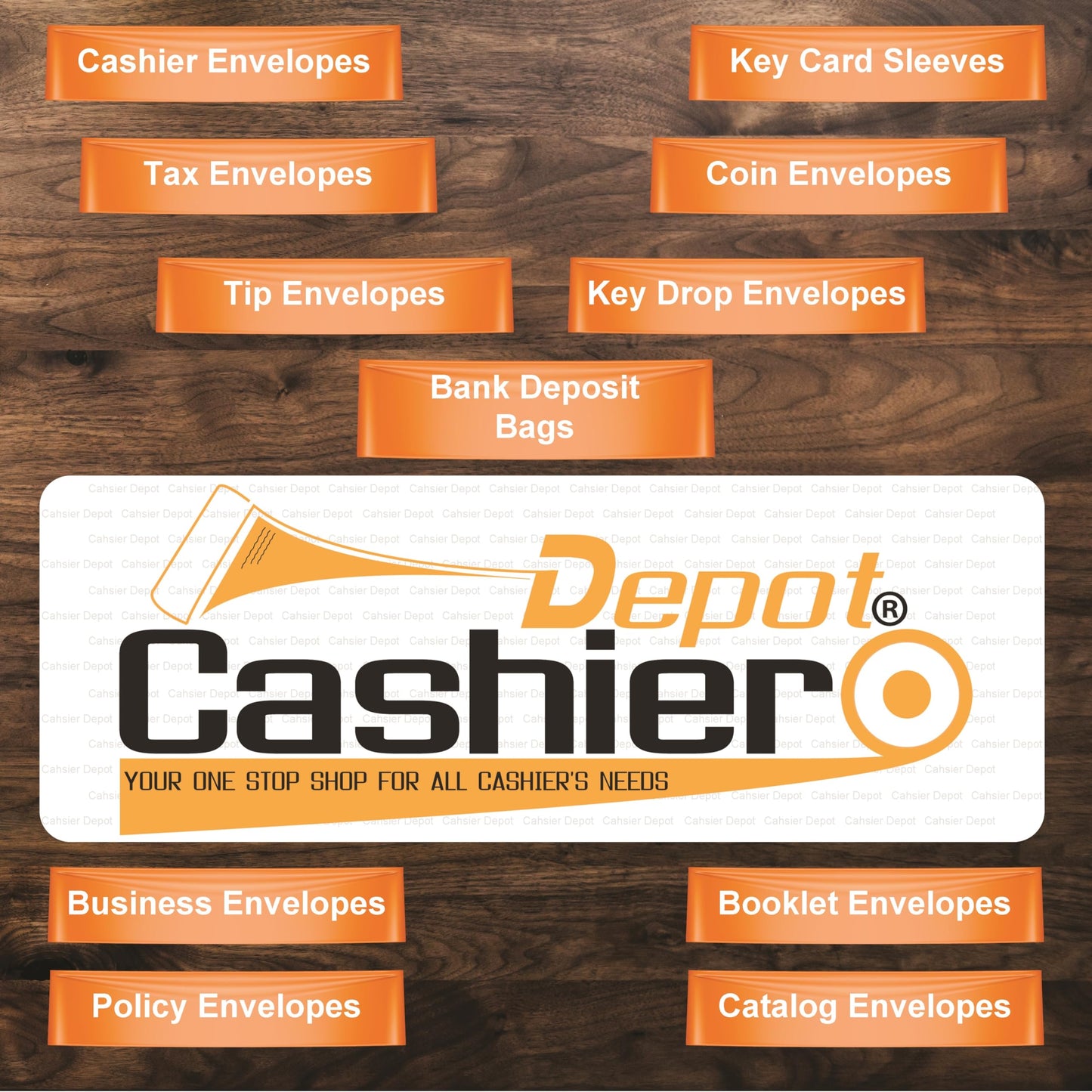100 Cashier Depot - Tamper Evident Deposit Bags, 12" x 16", Clear, Plastic, Press & Seal VOID Closure, Perforated Receipt, Serialized Barcode, 100 Count