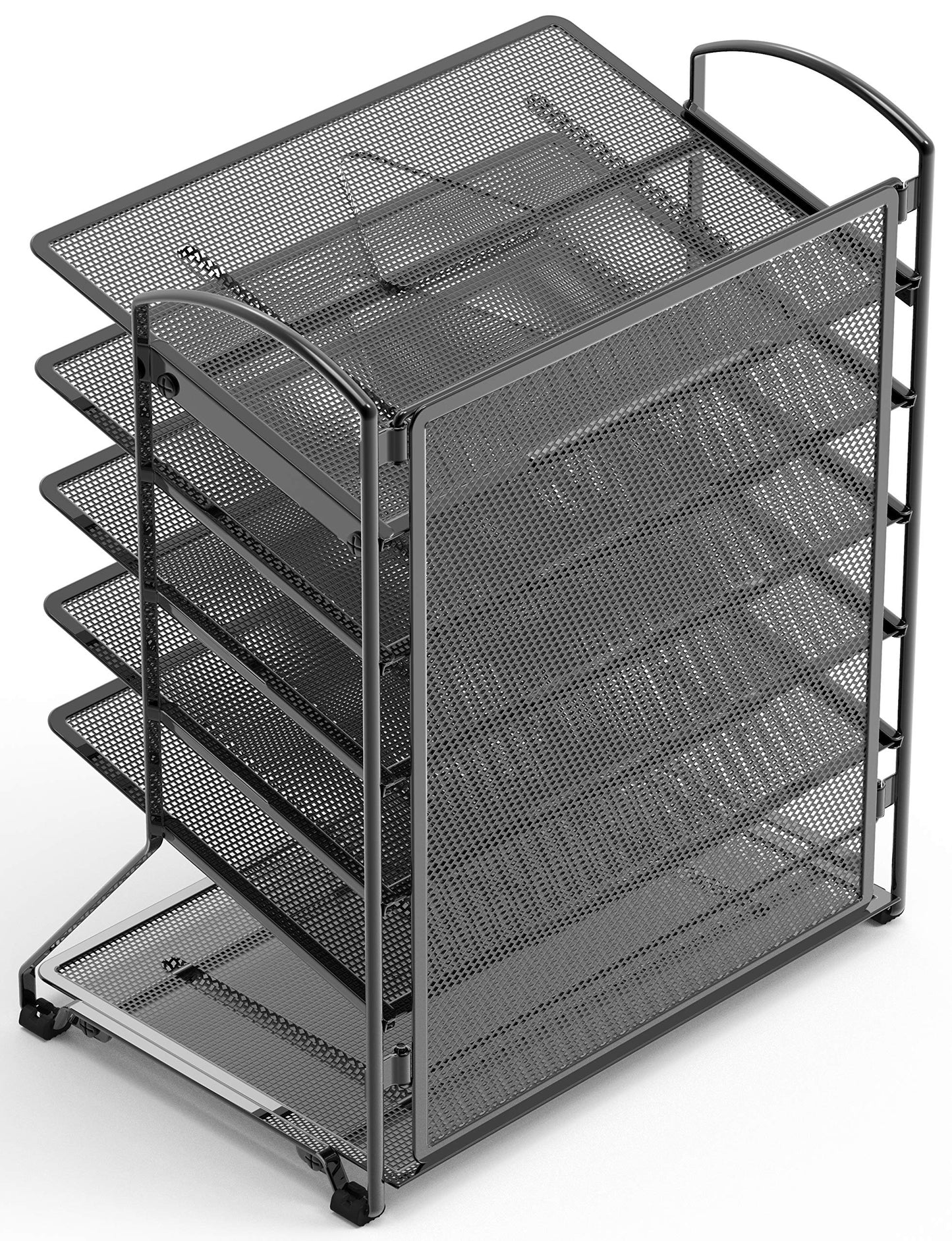 Simple Houseware 6-Tier Sliding File Organizer, Desk Letter Tray for Document and Mail Sorting, Black, 2 Packs