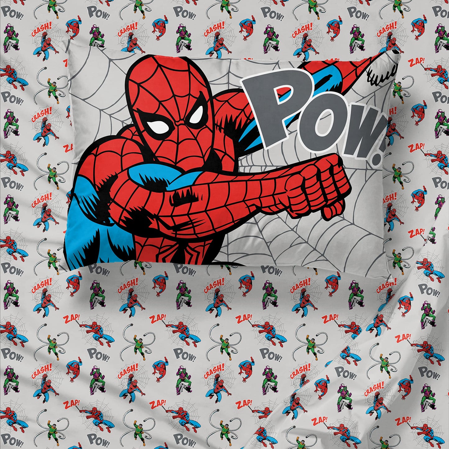 Jay Franco Spiderman Spidey VS 5 Piece Twin Size Bed Set - Includes Comforter & Sheet Set Bedding - Super Soft Fade Resistant Microfiber (Official Marvel Product)