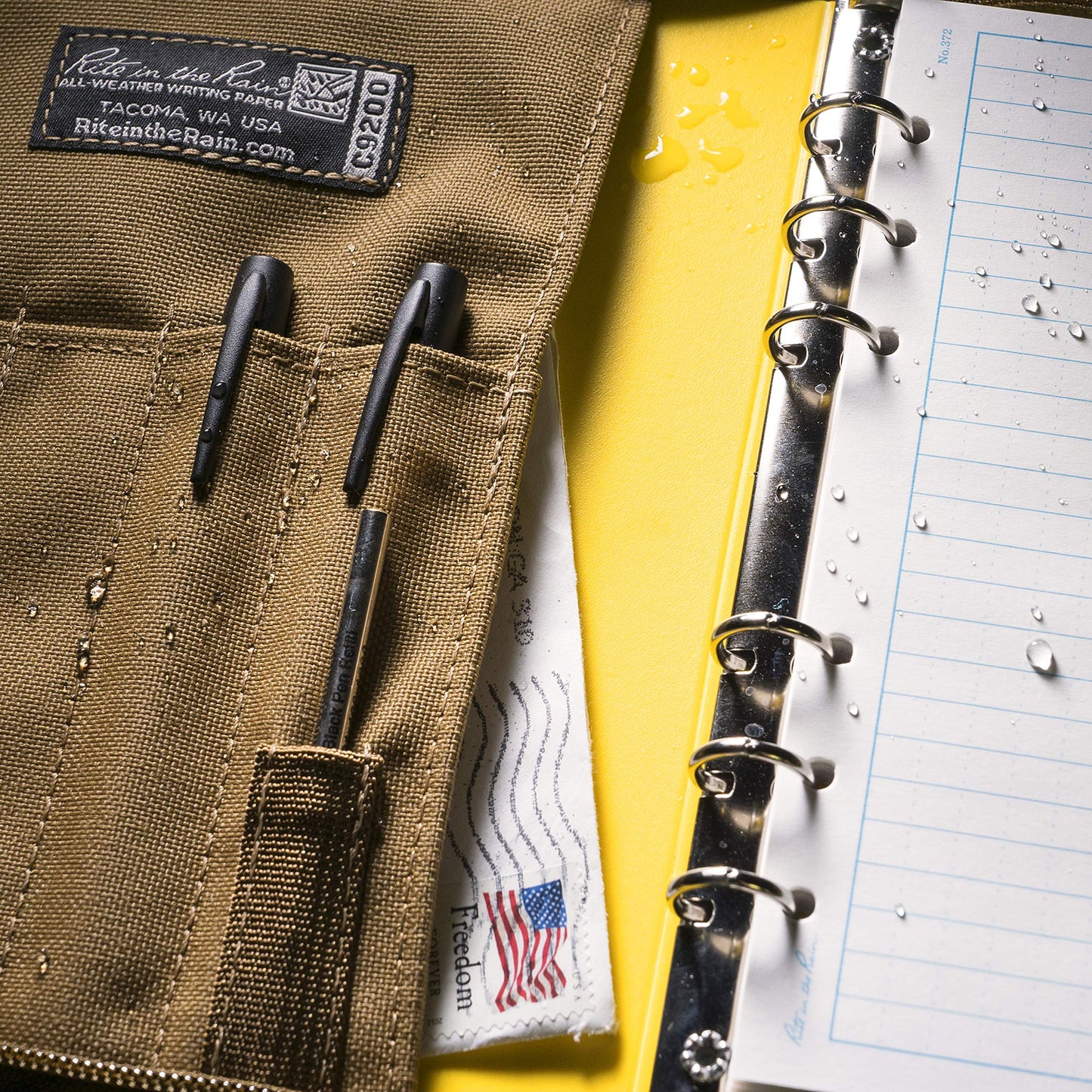 Rite in the Rain Weatherproof CORDURA Fabric, 1/2" Ring Binder Cover, 6.75" x 8.875", Tan Cover (No. C9200)