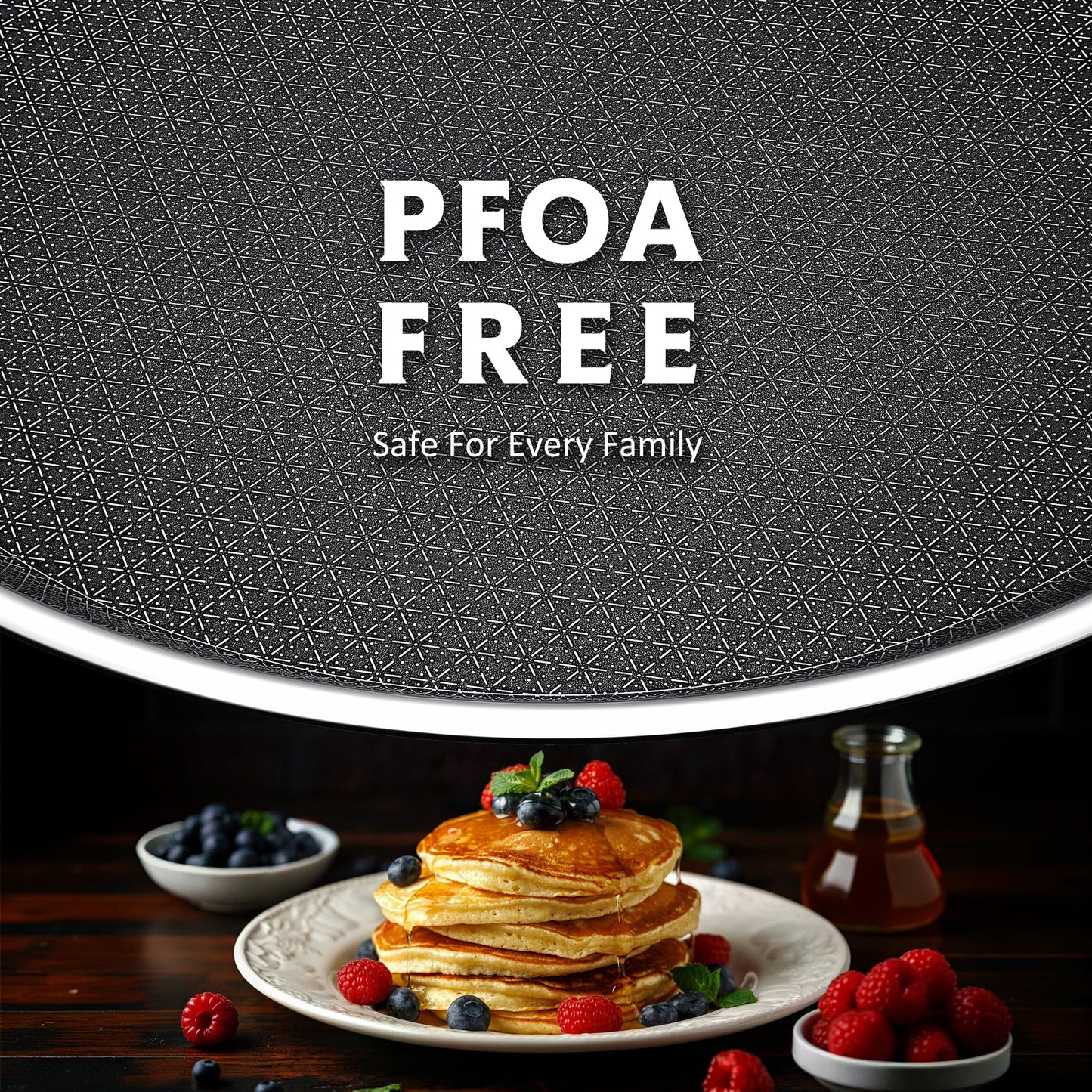 SNOWCLAD Crepe Pan,12 in Nonstick Crepe Pan, Stainless Steel Flat Skillet,Non Stick Dosa Tawa Comales Para Tortillas Pancake Pan,Dishwasher and Oven Safe Cookware,Induction Compatible, PFOA Free